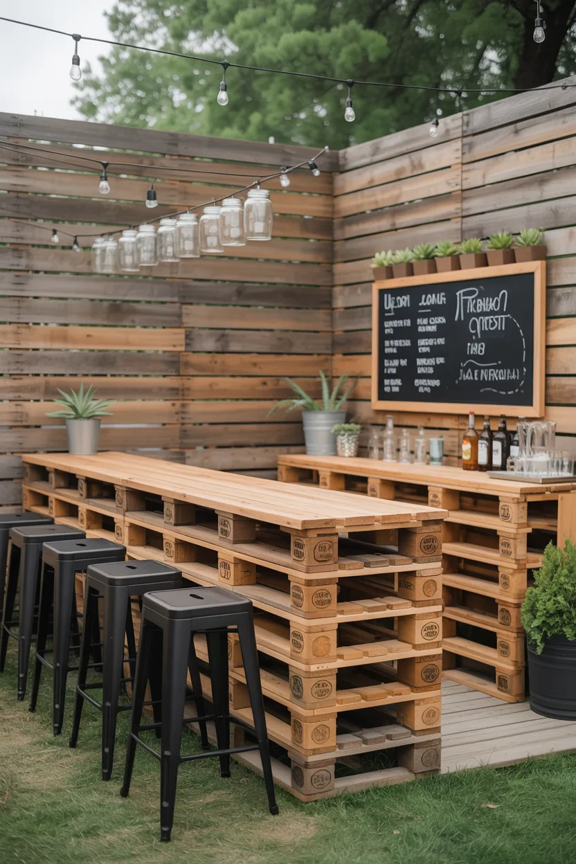 Upcycled Pallet Corner Garden Bar