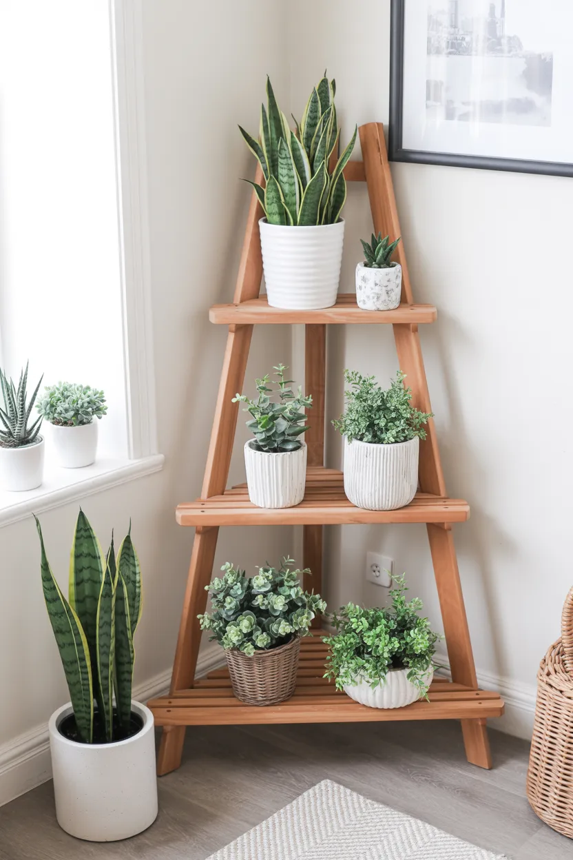 Create a Tiered Plant Stand Display in a Bright Corner