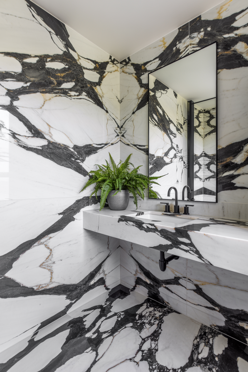 Black and White Marble Guest Bathroom