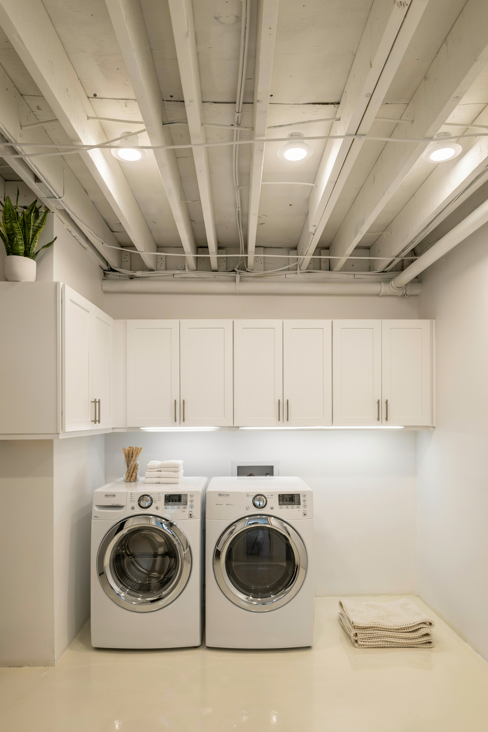 Bright White Paint to Counteract Basement Darkness