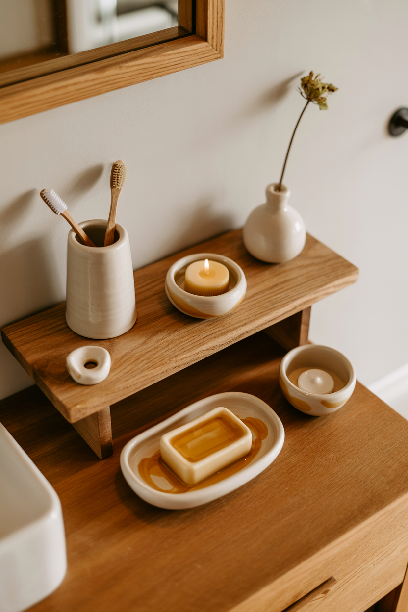 Guest Bathroom With Handmade Ceramic Accessories