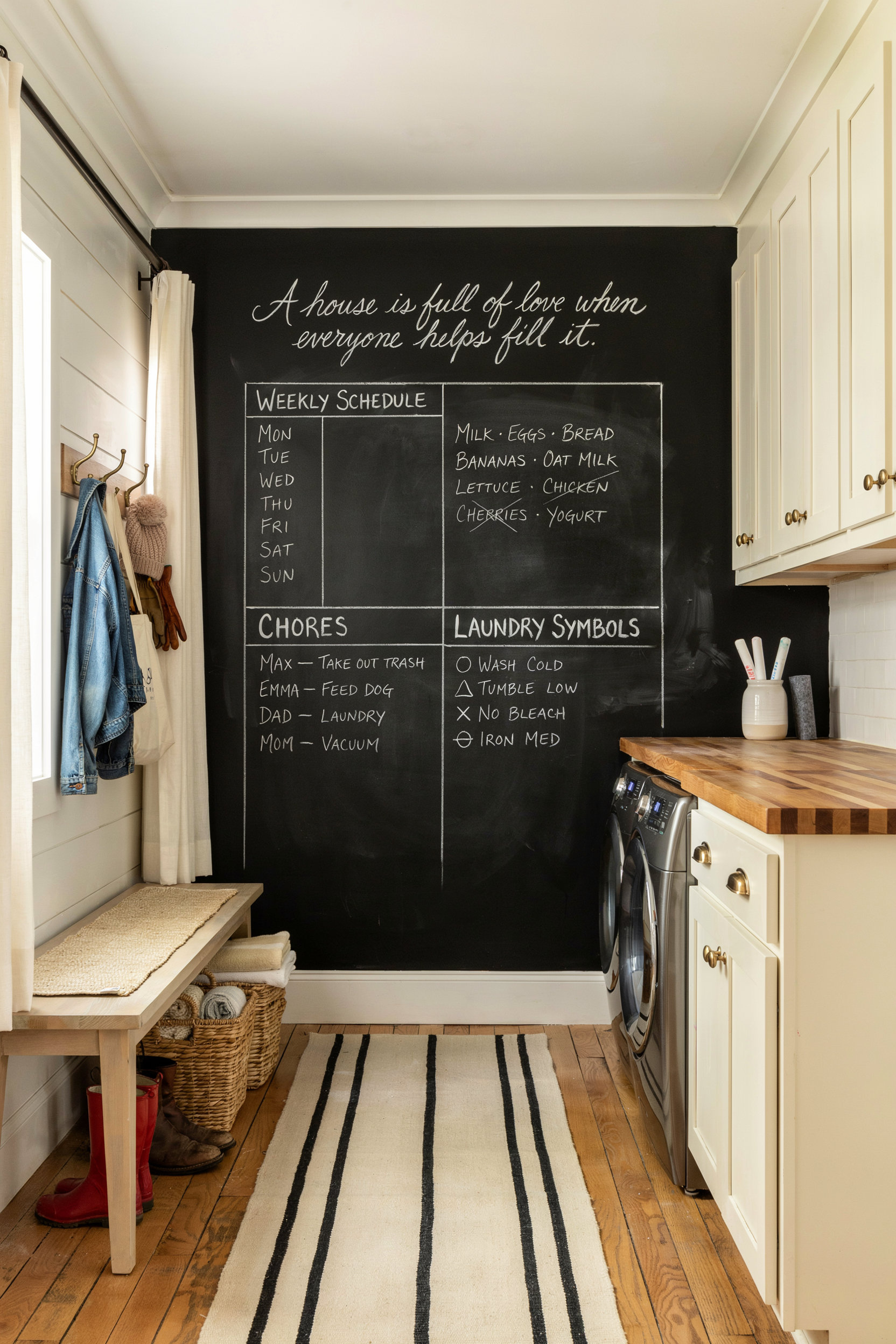 Mudroom Laundry Room With Chalkboard Wall