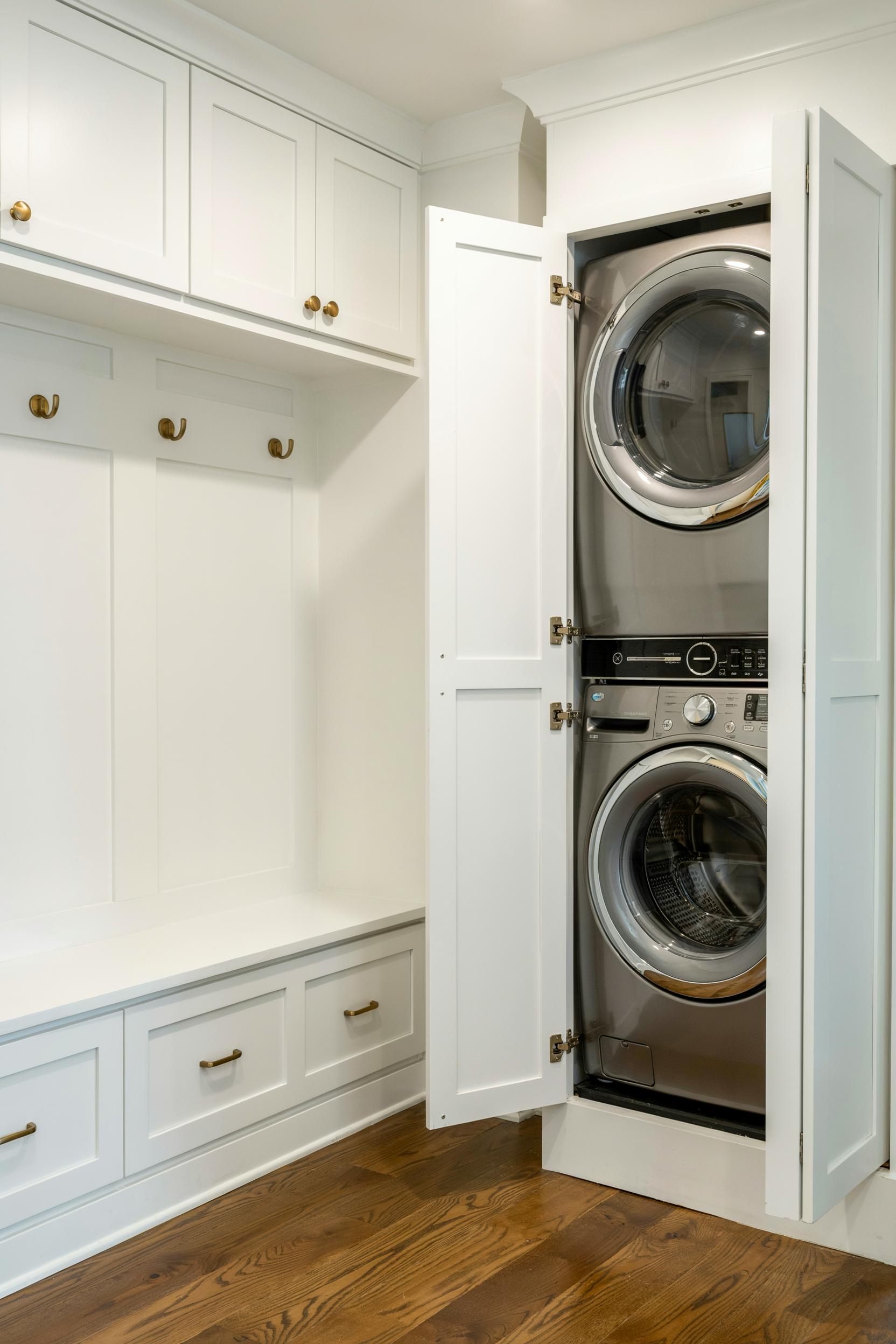 Mudroom Laundry Room With Hidden Appliances