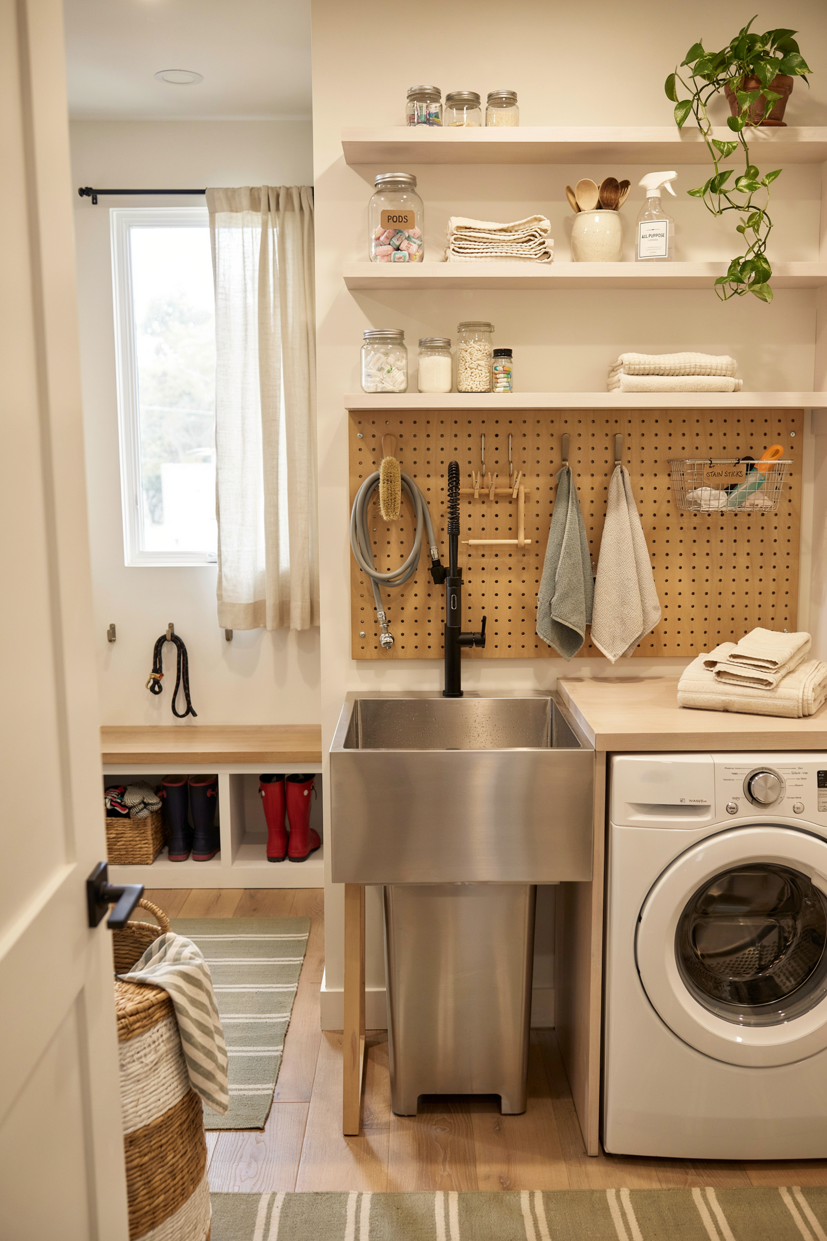 Mudroom Laundry Room With Utility Sink