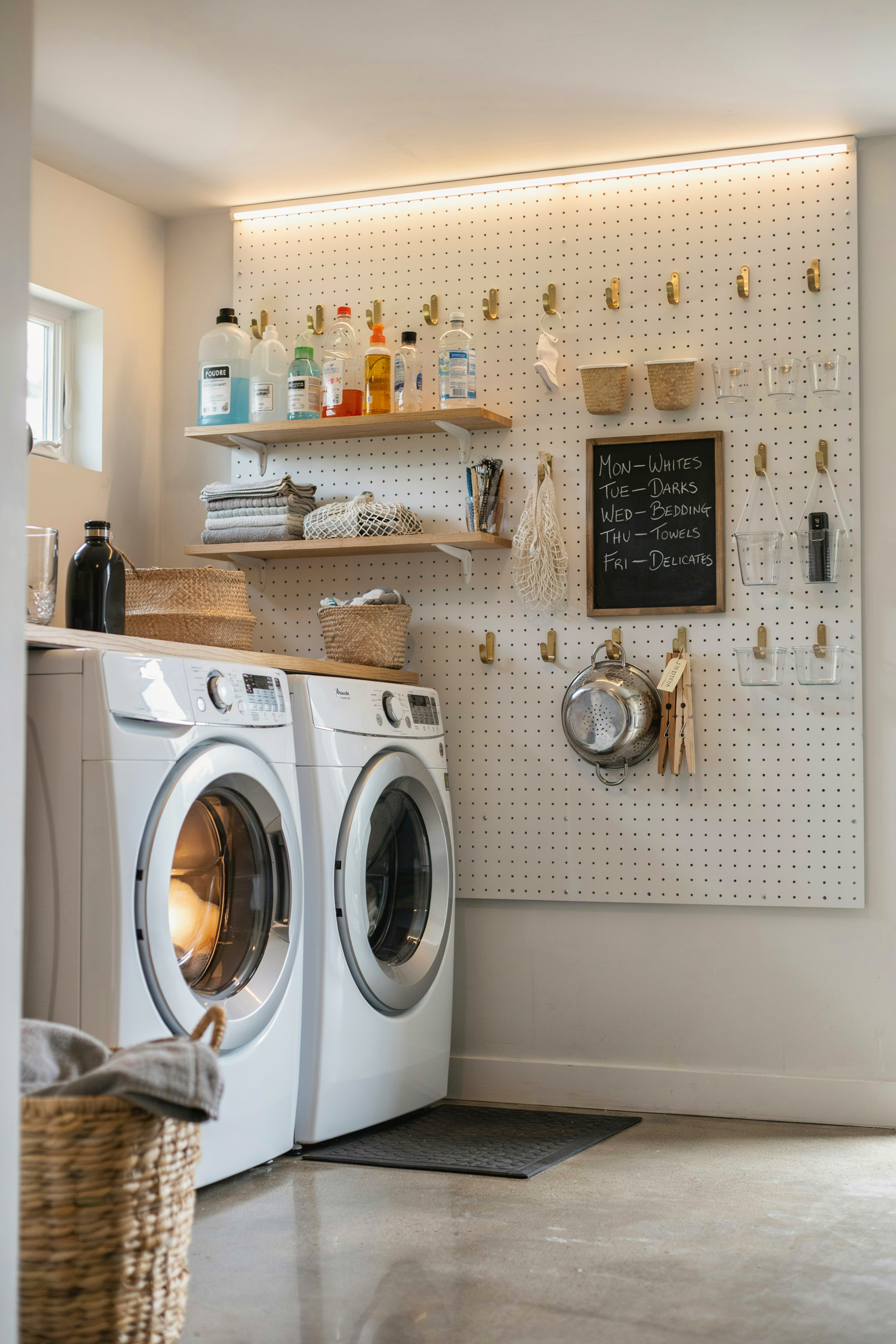 Pegboard Organization Above Appliances