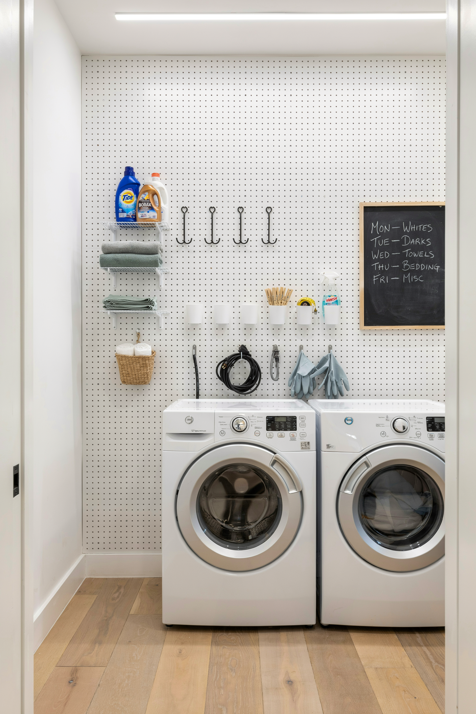 Pegboard Organization Wall Above Appliances
