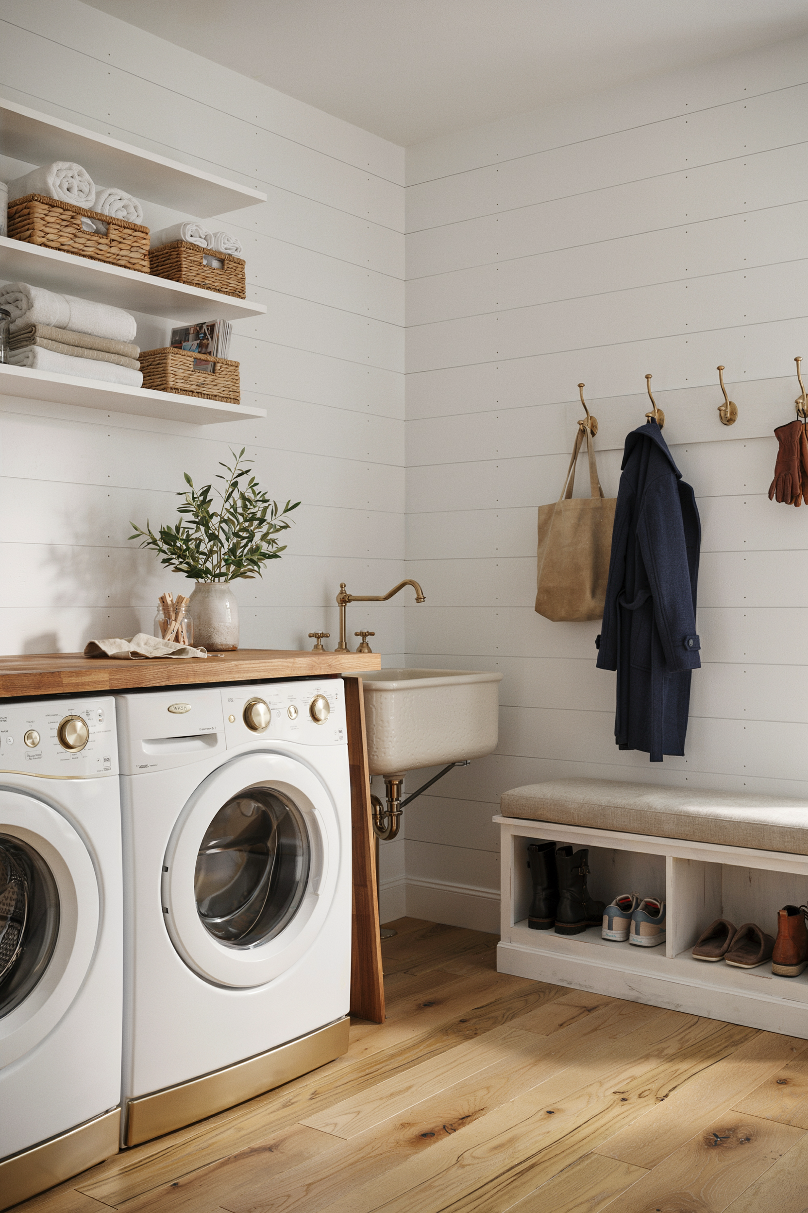  Shiplap Walls With Farmhouse Laundry Integration