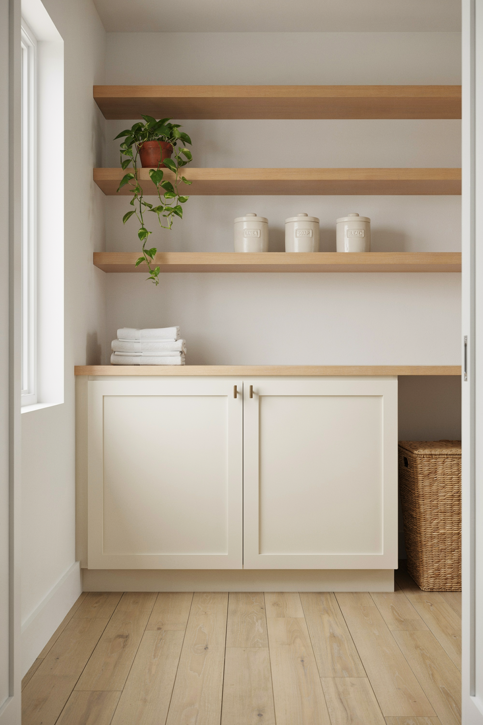 Stacked Appliances With Bifold Door Concealment