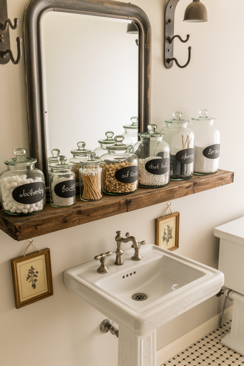 Vintage Apothecary Styled Guest Bathroom