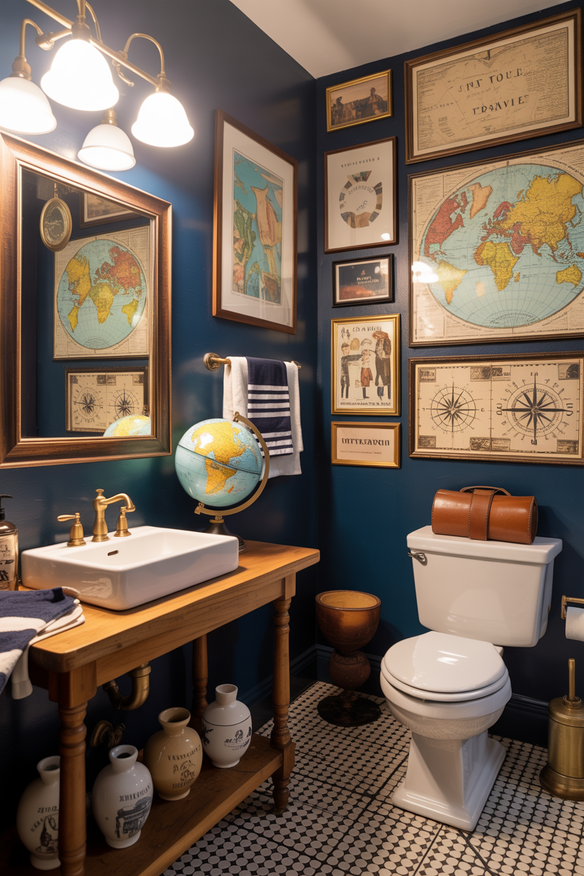 Vintage Travel-Inspired Guest Bathroom