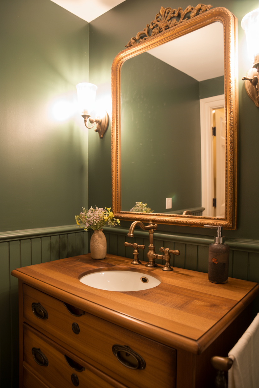 Vintage Vanity With Statement Mirror