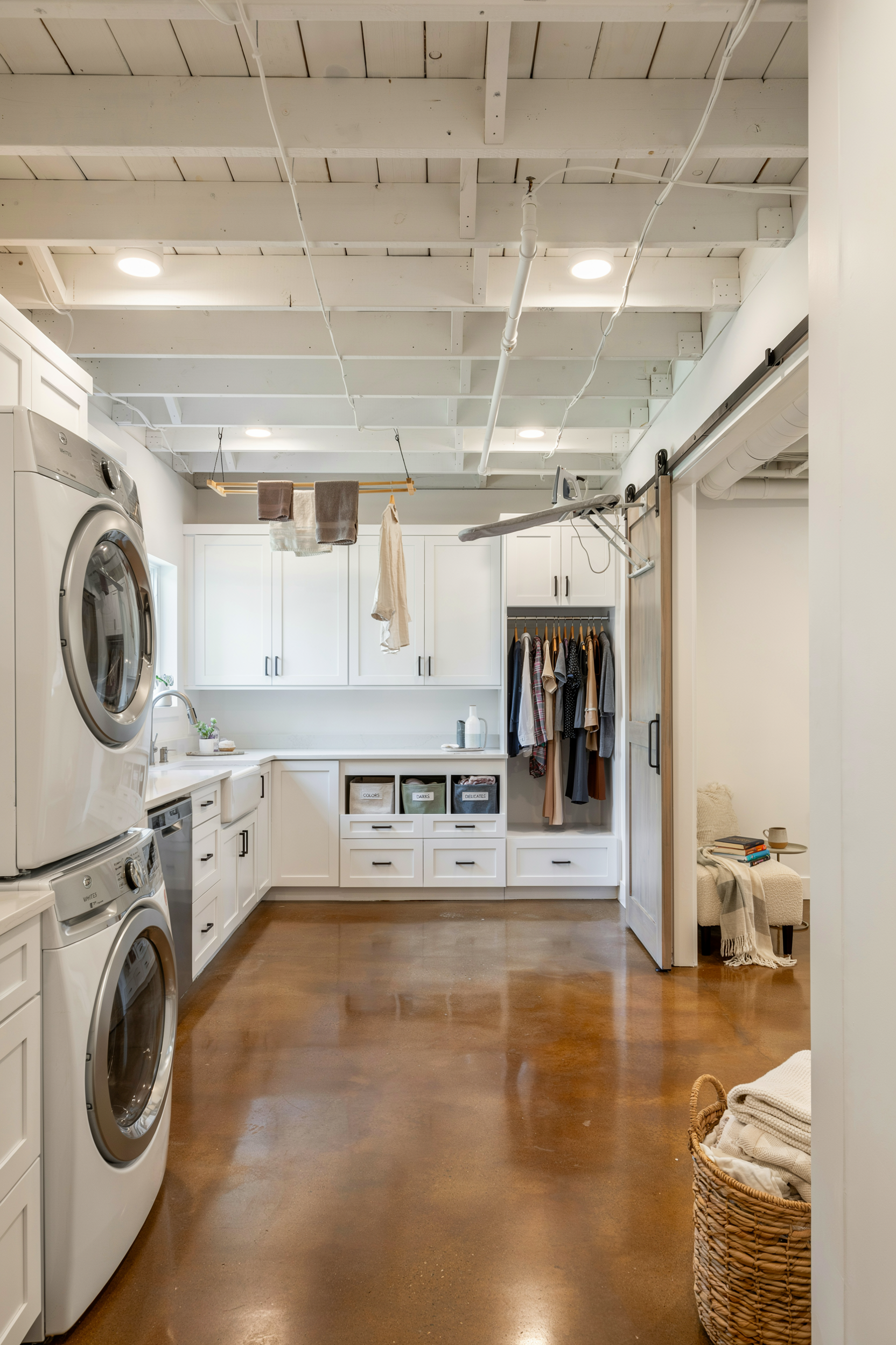 Complete Basement Laundry Room With Full Hidden Logic