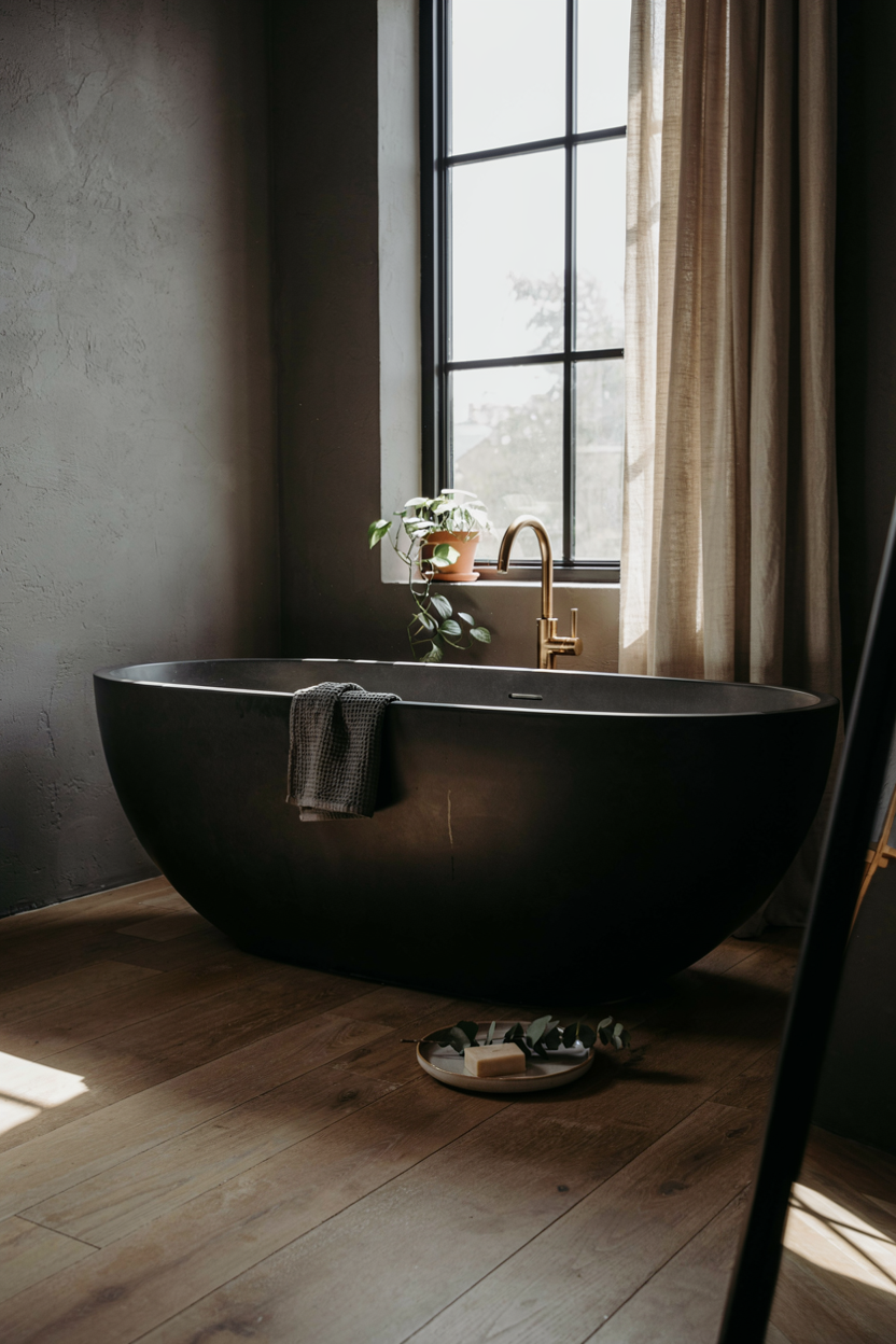 Black Freestanding Bathtub Corner