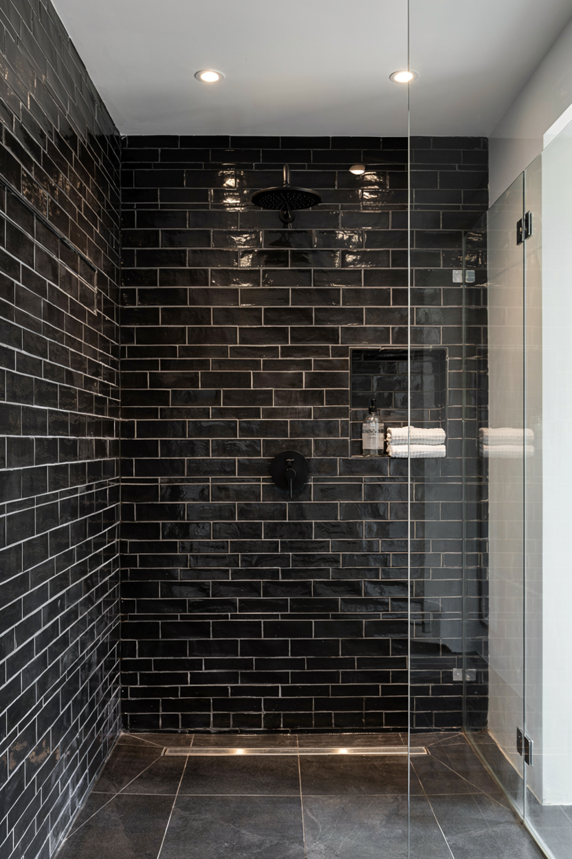  Black Subway Tile Shower