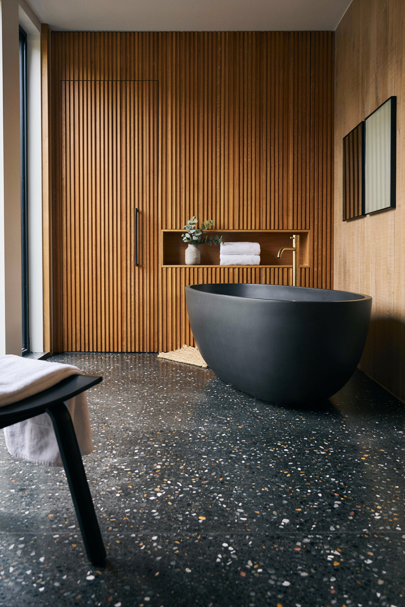  Black Terrazzo Bathroom Floor