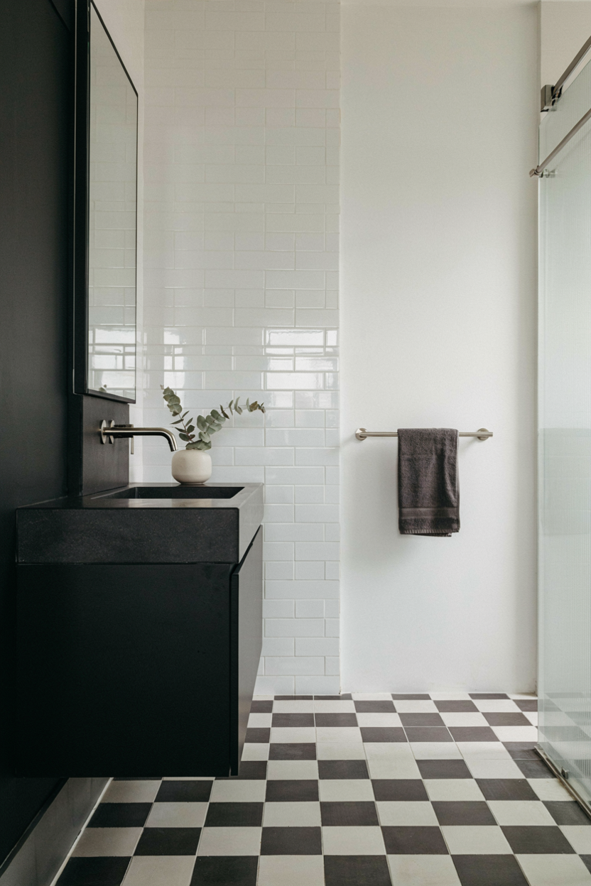  Black and White Contrast Bathroom