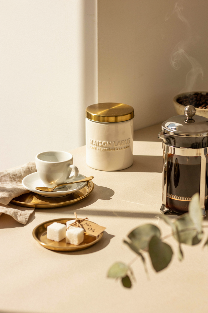 Brass and Gold Accent Coffee Bar