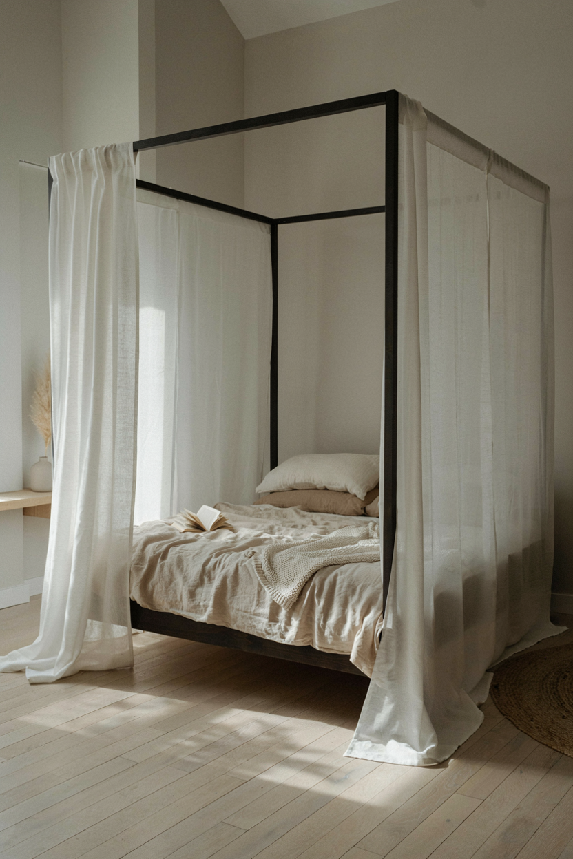 Canopy Bed with Sheer Draping