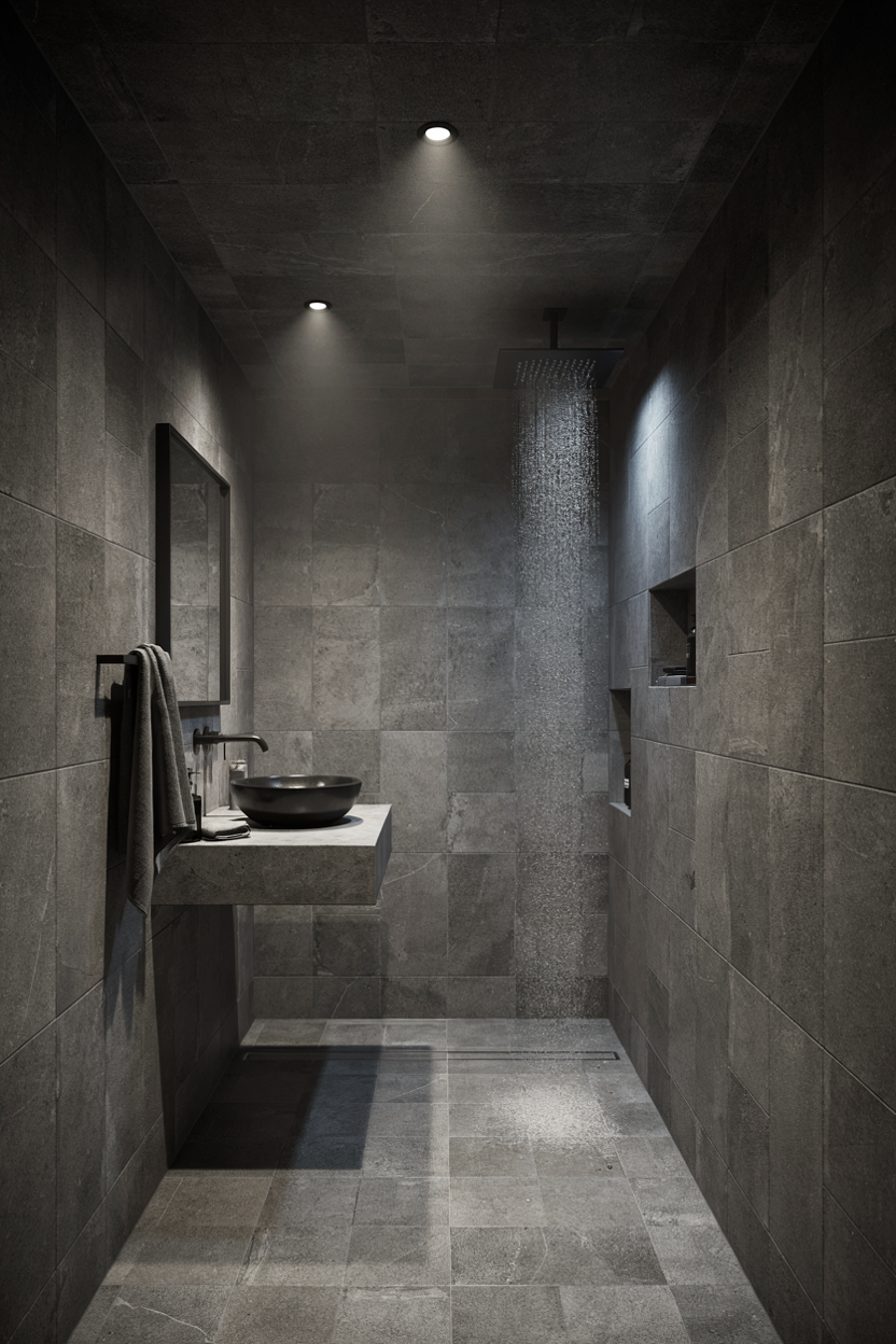 Charcoal Gray Stone Bathroom