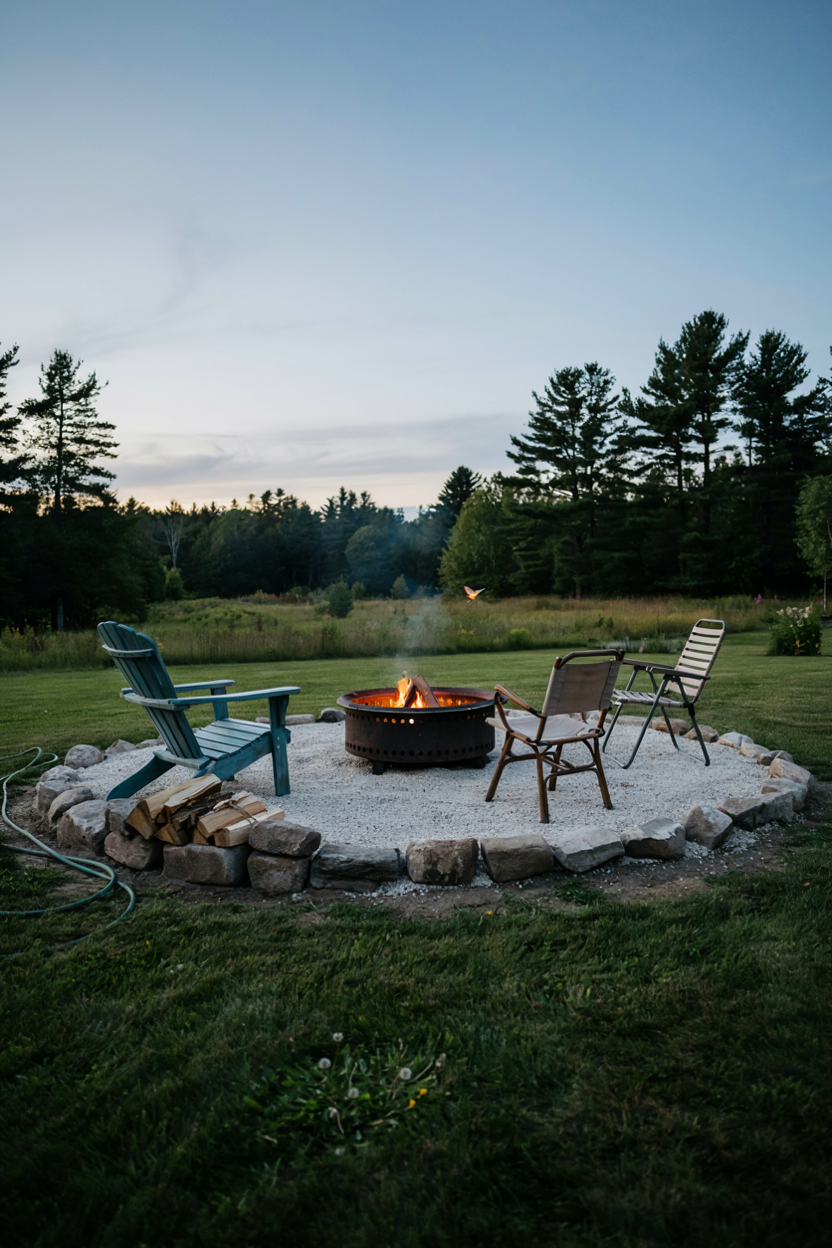 Circular Gravel Fire Pit Area