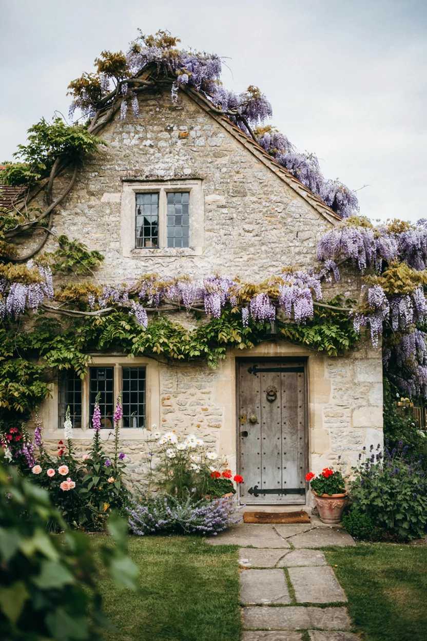  Climbing Vines on a Cottage Facade
