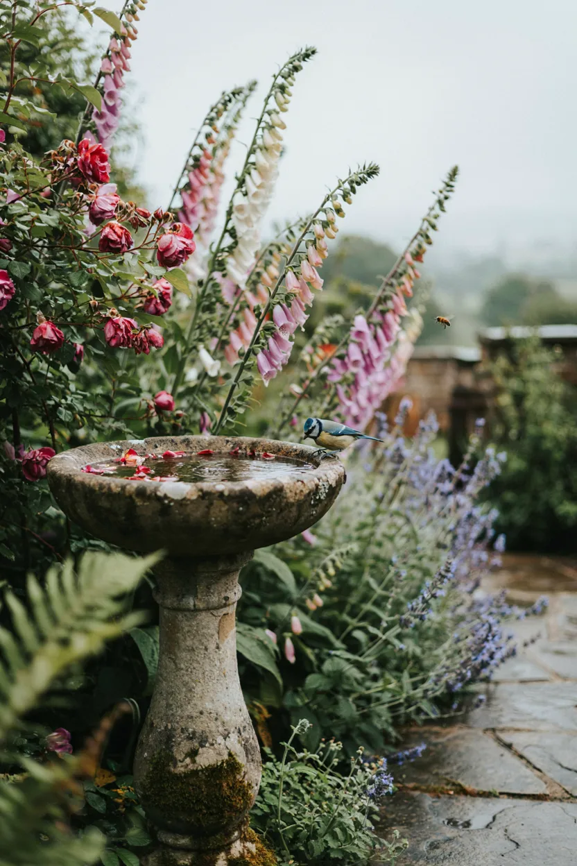 Cottage Garden Birdbath Corner