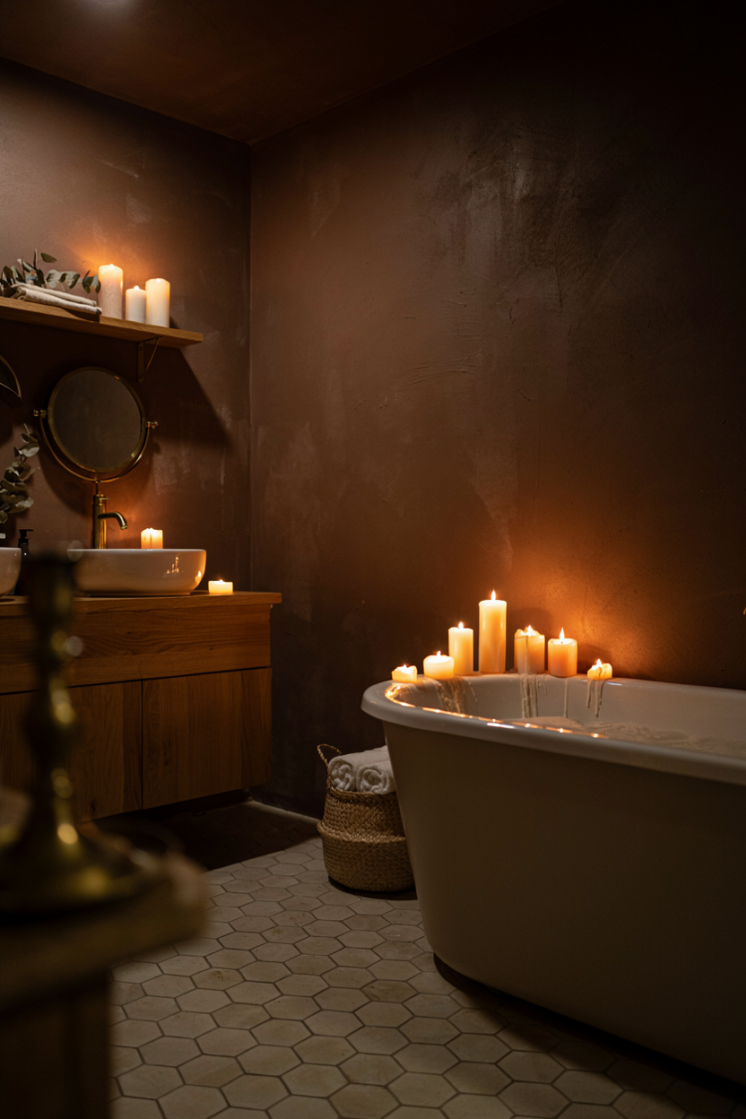  Dark Chocolate Brown Bathroom