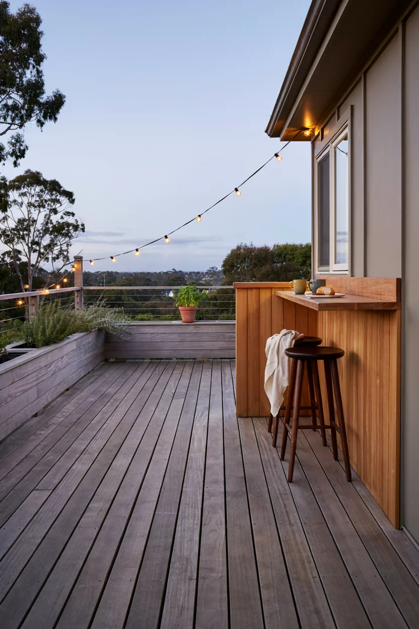 Deck with Built-In Bar Rail
