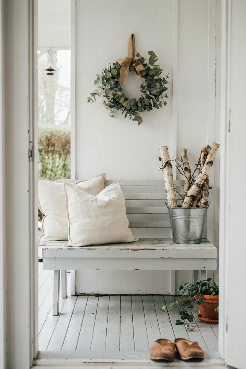Farmhouse White Winter Porch
