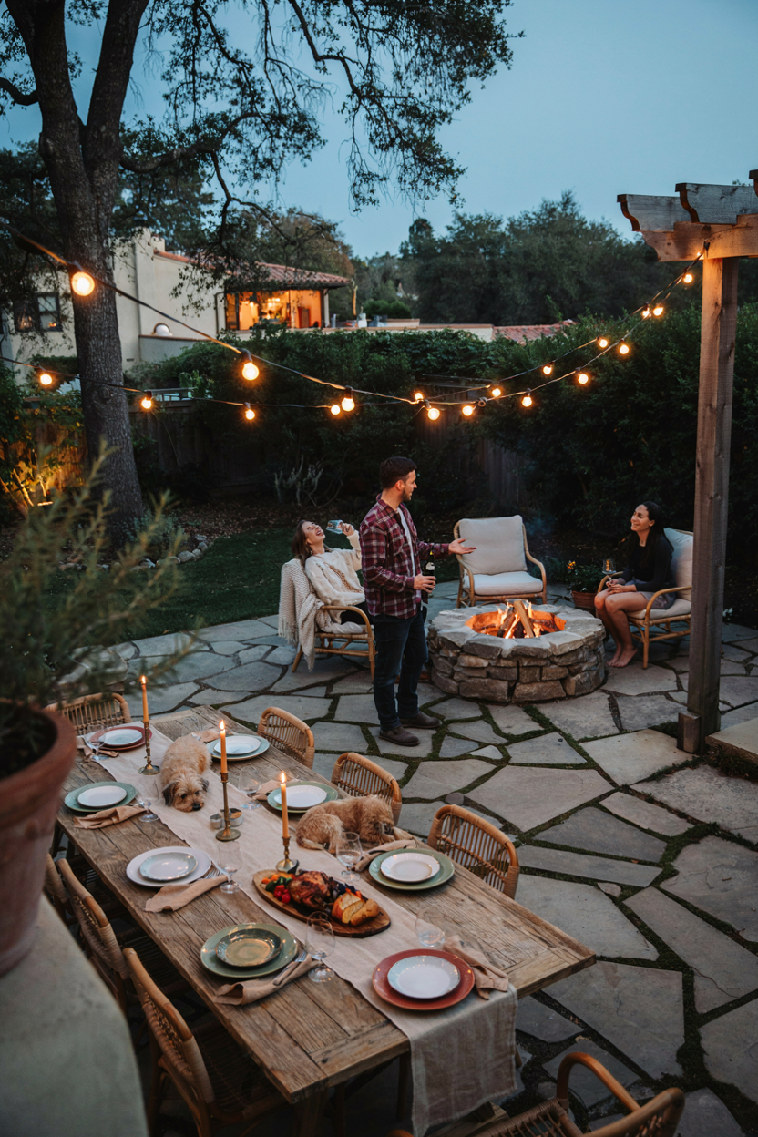 Fire Pit Area with Dining Table Nearby