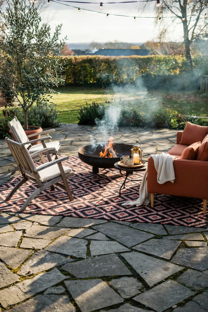 Fire Pit Area with Outdoor Rug