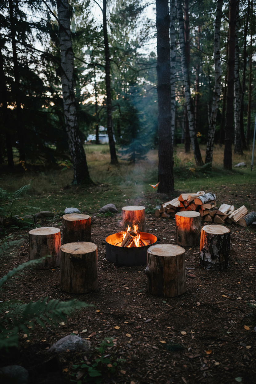Fire Pit Circle with Log Seating