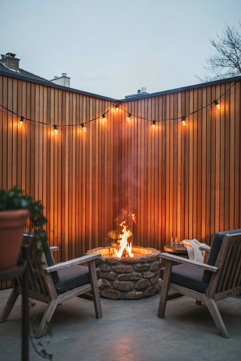 Fire Pit Nook with Privacy Screen
