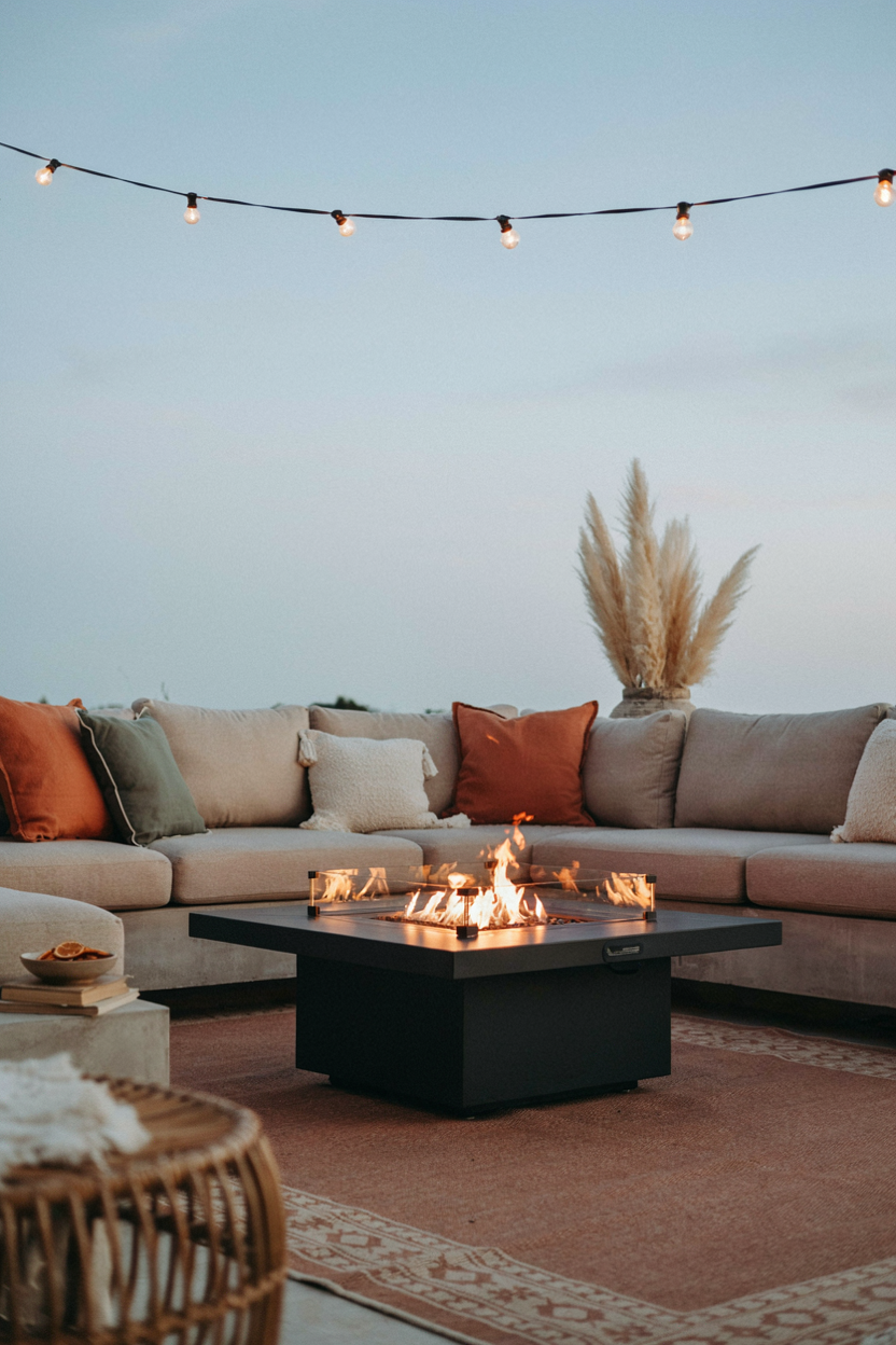 Fire Pit with Outdoor Sectional Sofa
