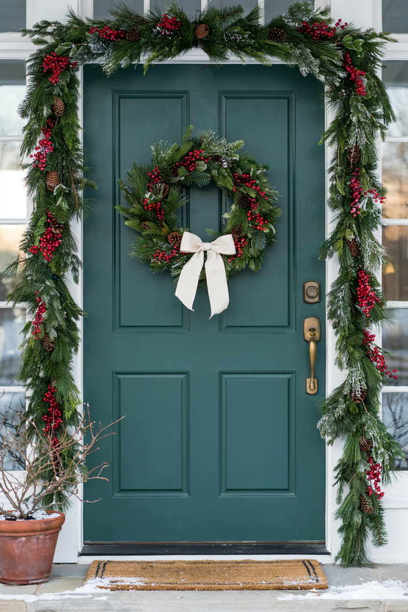 Frosted Pine and Berries Entryway