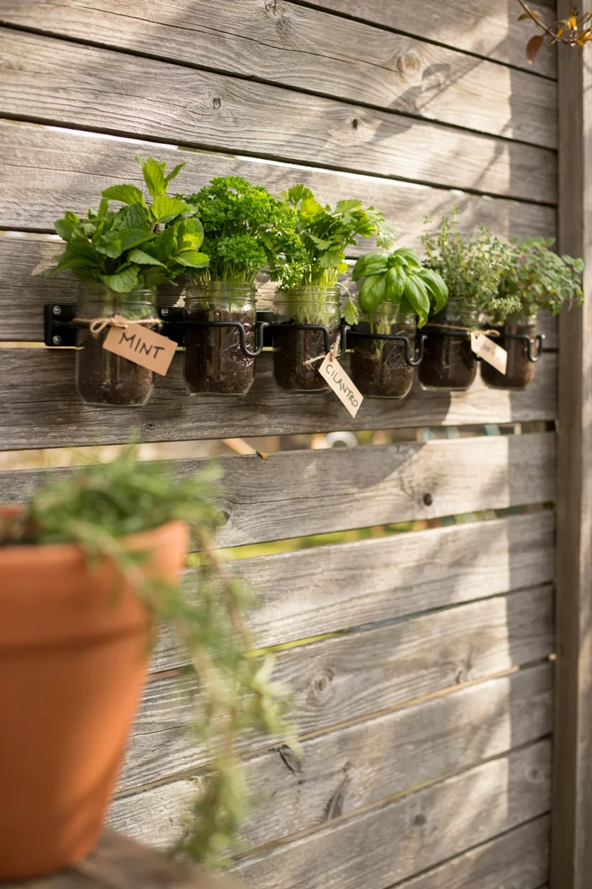 Hanging Mason Jar Wall Garden