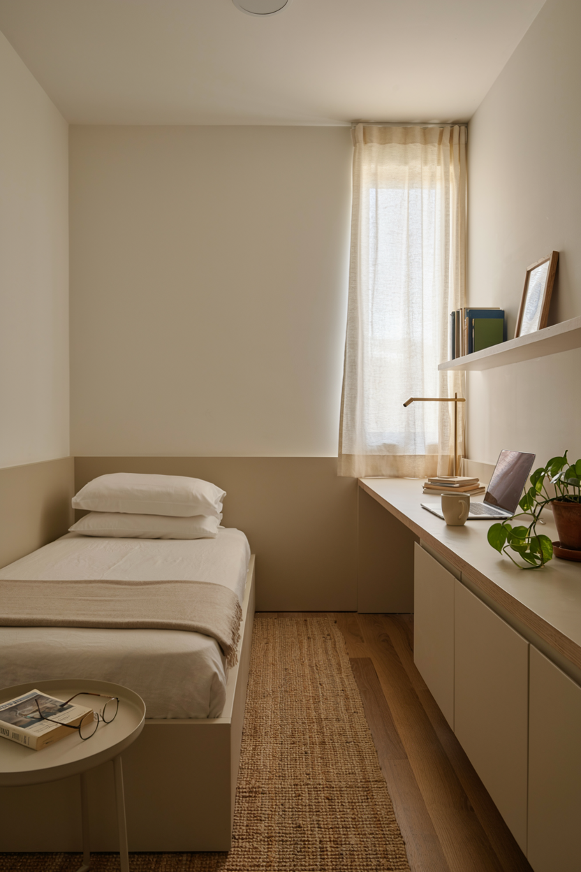 L-Shaped Layout with Built-In Desk