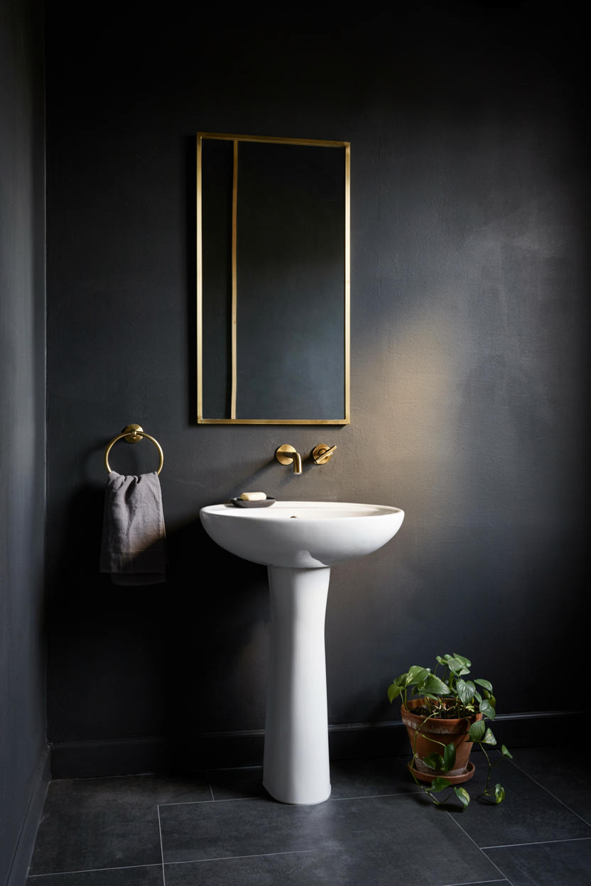 . Matte Black Bathroom Walls