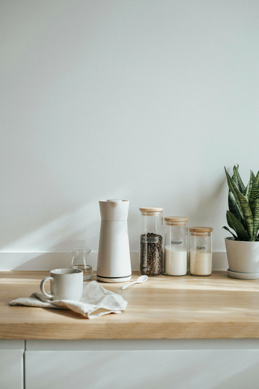 Minimalist White Coffee Station