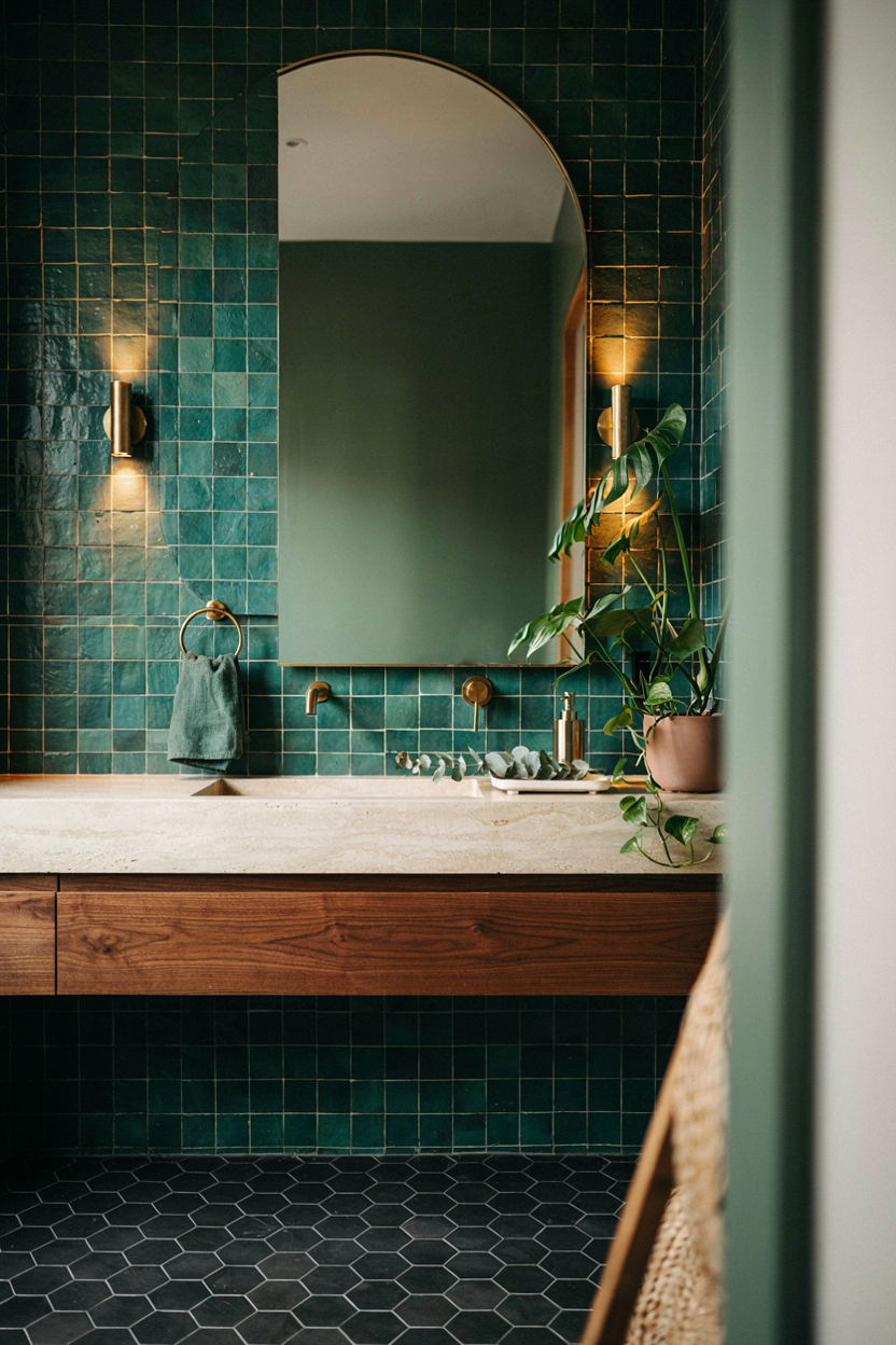  Moody Emerald Green Bathroom