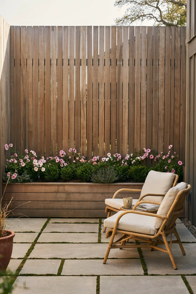 Privacy Screen with Built-In Planter Box