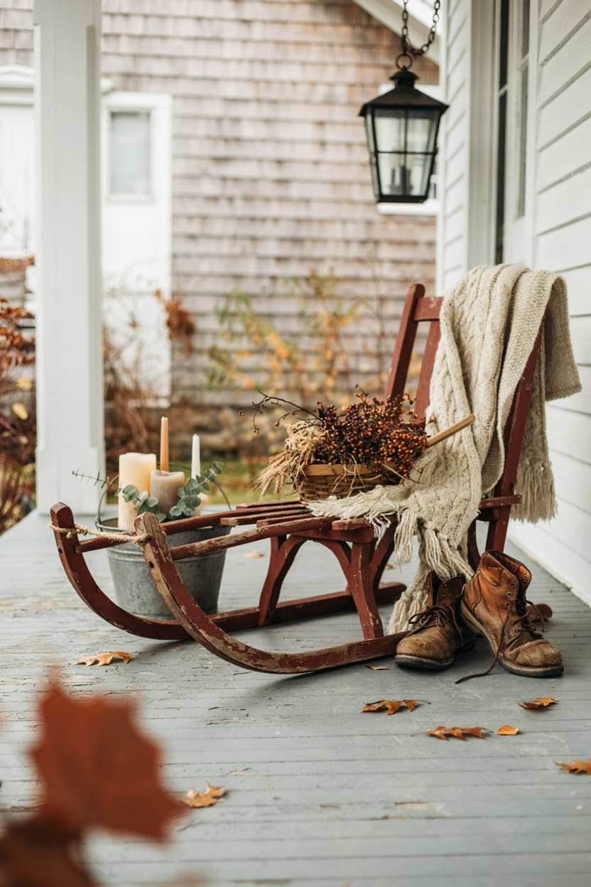 Rustic Sled Decor Porch