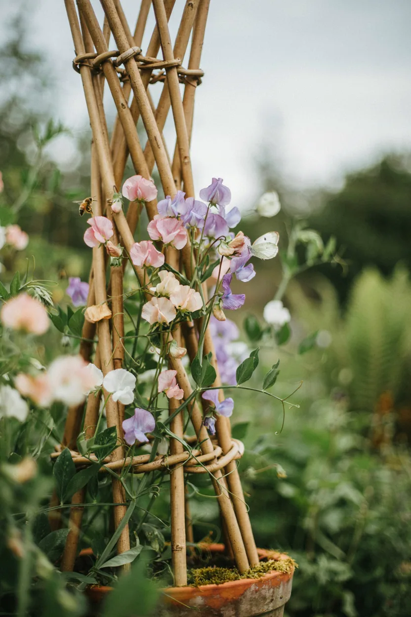  Rustic Trellis with Sweet Peas