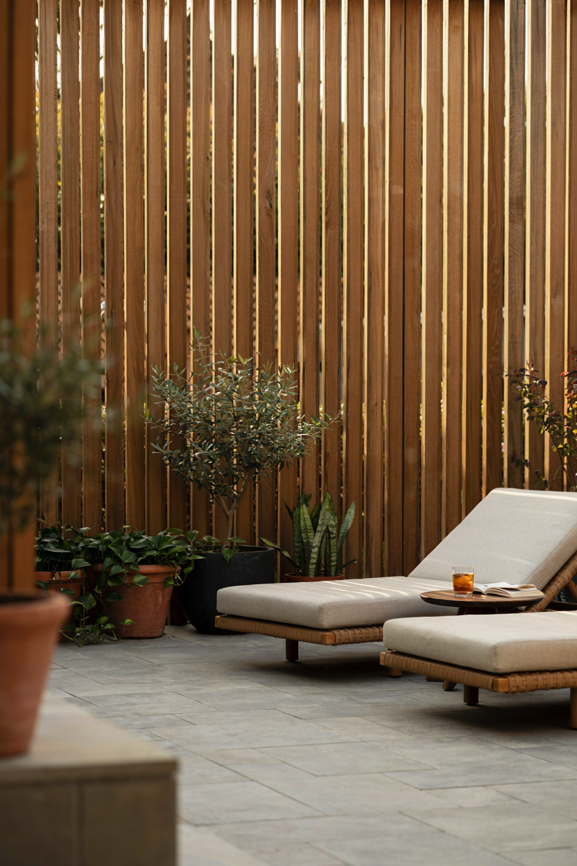 Slatted Wood Privacy Screen