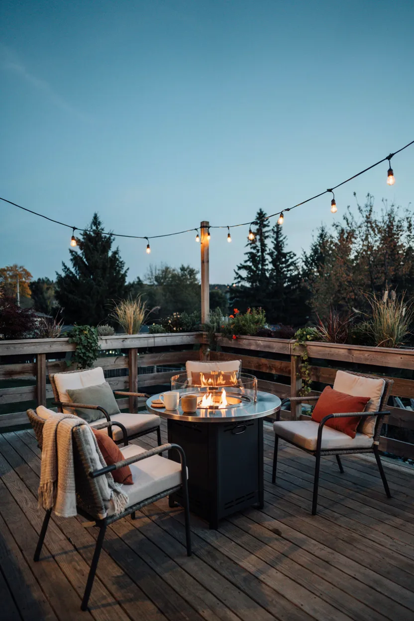 Small Deck with Fire Pit Table