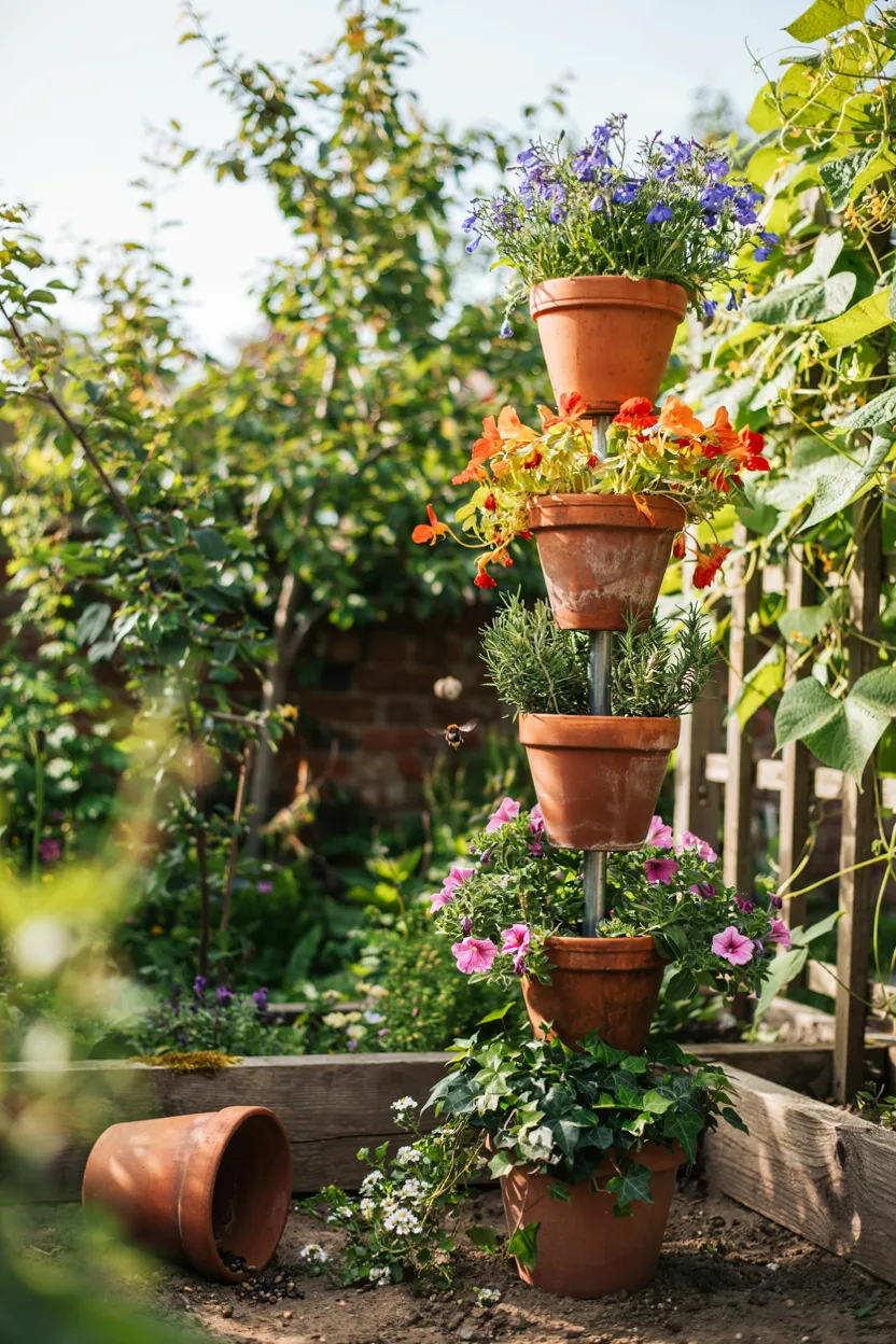 Stacked Pot Vertical Garden  Vertical Garden Ideas
