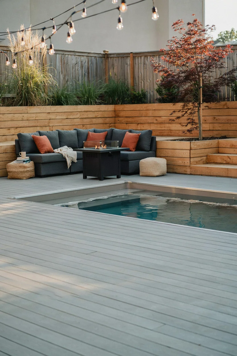 Stock Tank Pool Set Into a Composite Deck
