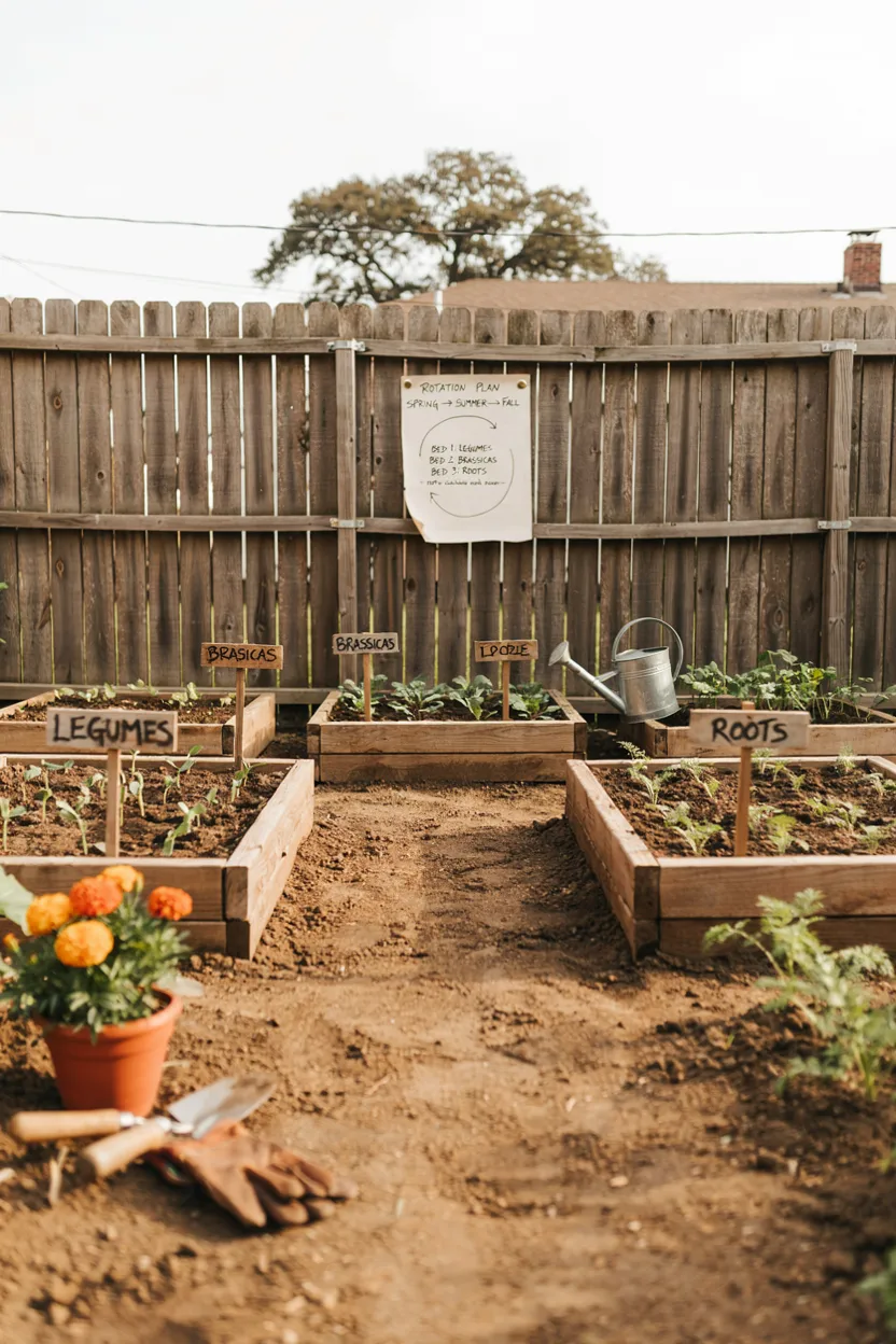 Three-Bed Crop Rotation Layout