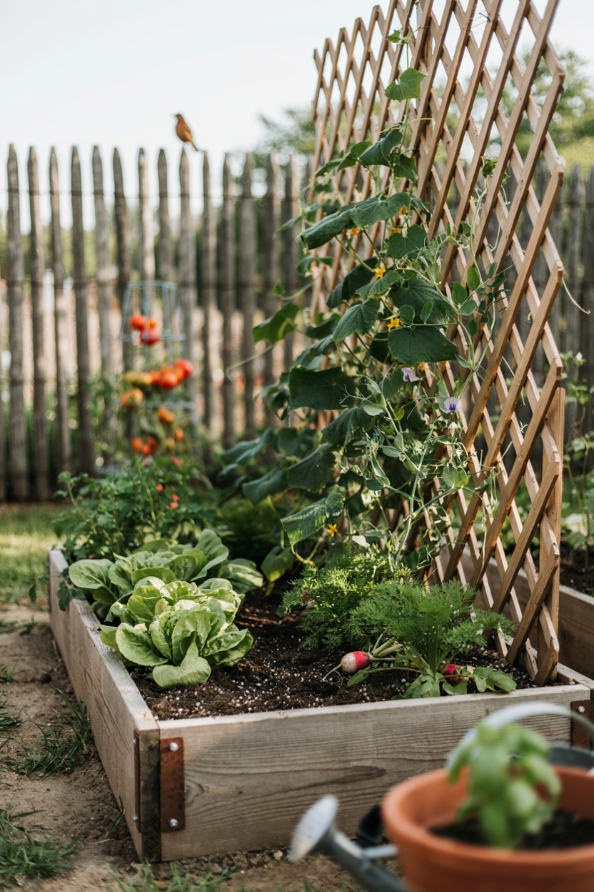 Vertical-Friendly Raised Bed with Trellis End