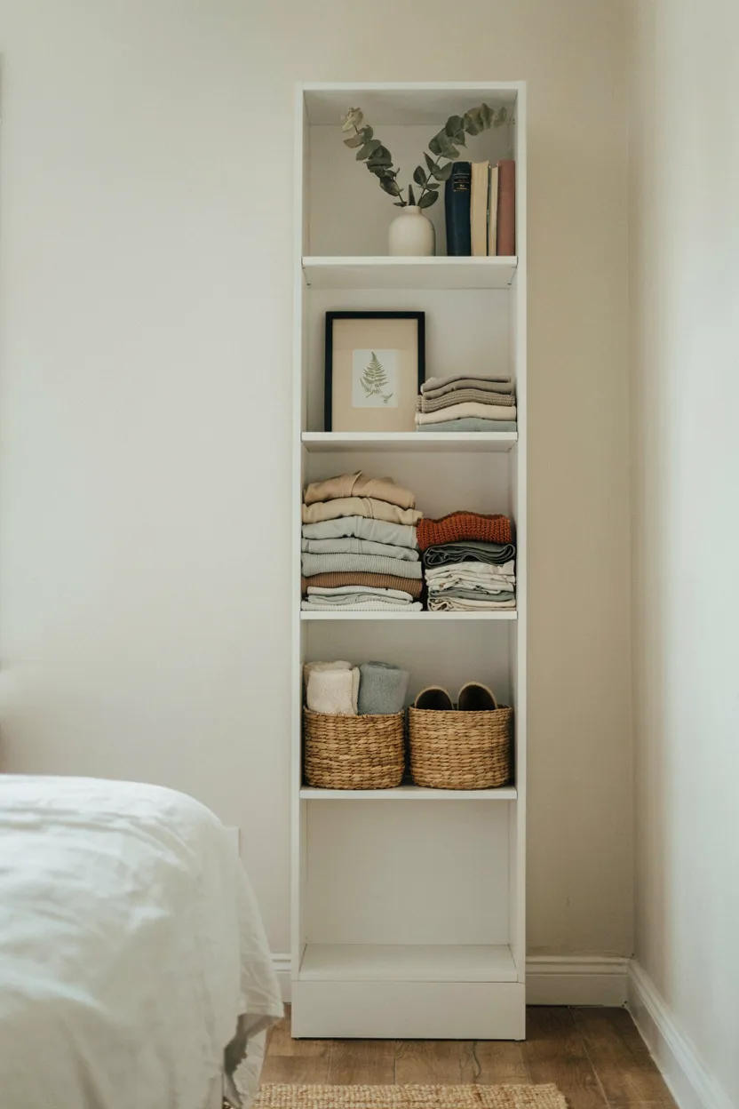 Vertical Shelving Instead of Dressers